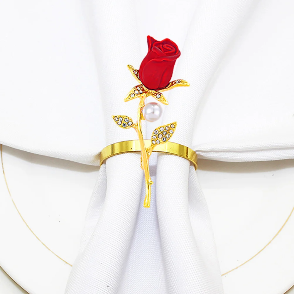 

3Pcs Elegant Flower Napkin Rings Alloy Napkin Buckles for Dining Table Festive Celebration Party Decorations Use