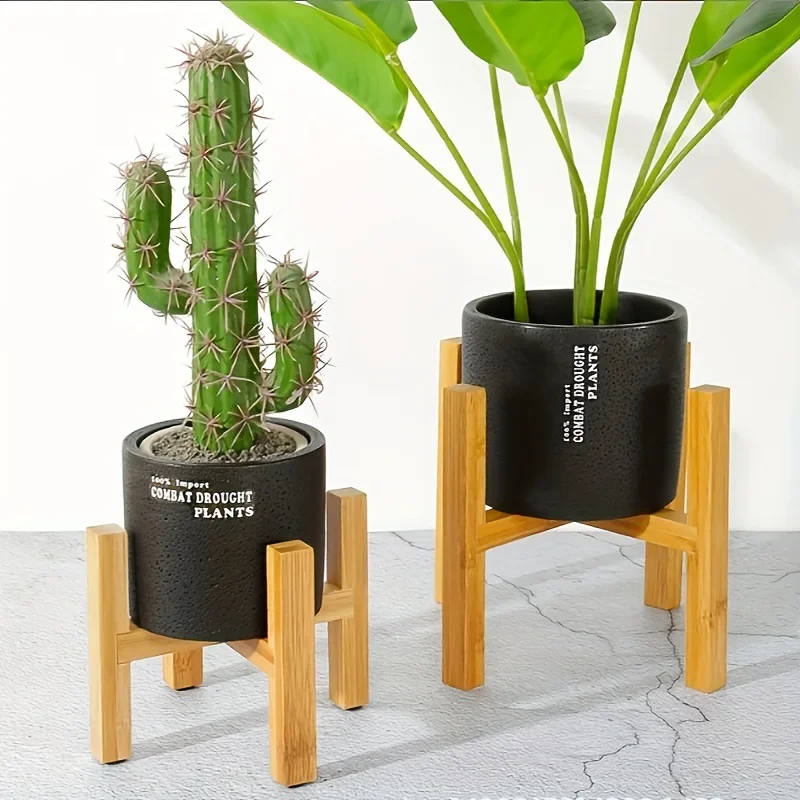 Wooden Plant Stand Flower Pot Base Holder Stool for Home Garden Indoor Outdoor Flower Plant Display Free Standing Bonsai Holder