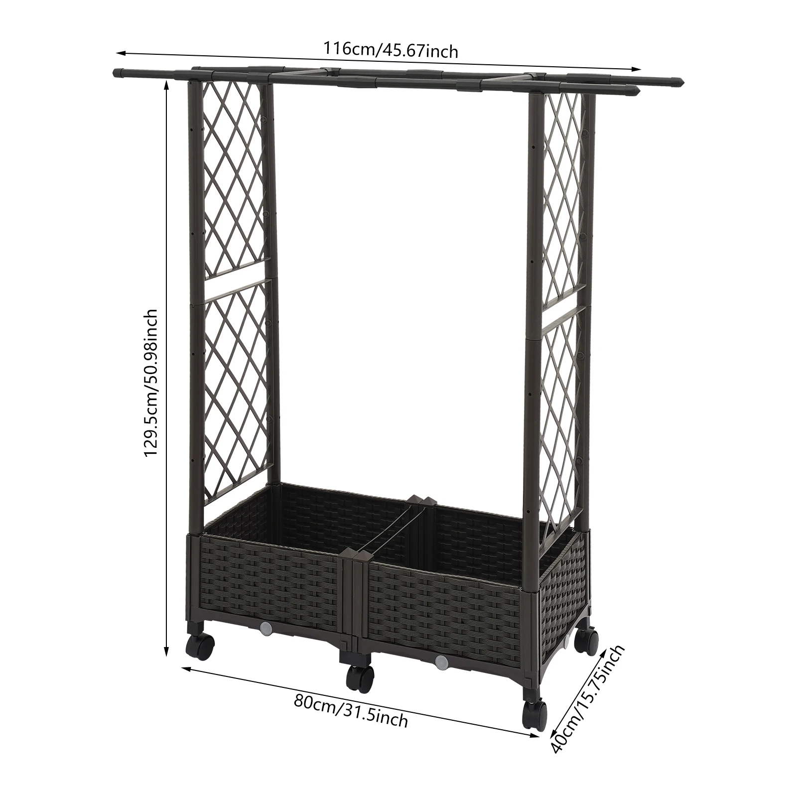 

Ящик для цветов с сетчатым рисунком, 6-колесный, напольный садовый ящик для цветов для садов, патио, балконов, террасов