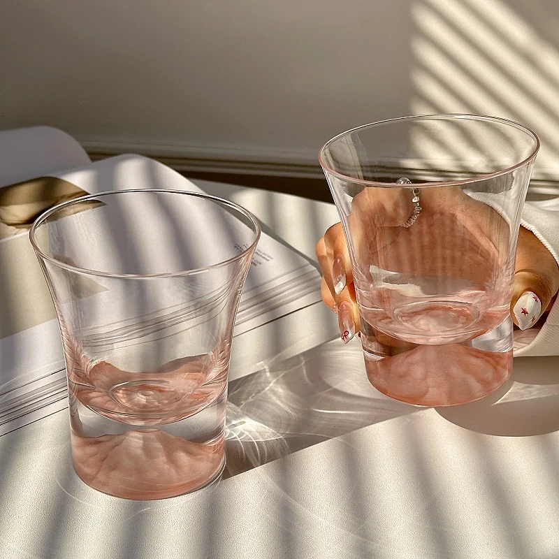 Mount Fuji waist pink mountain observation cup ins style coffee high-end glass whiskey glass foreign wine cup