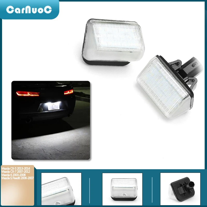 

2pcs White Error free LED License Plate Lights For Mazda CX-7 CX7 2007 2008 2009 2010 2012 CX-5 CX5 2013 2014 Number Plate Lamp