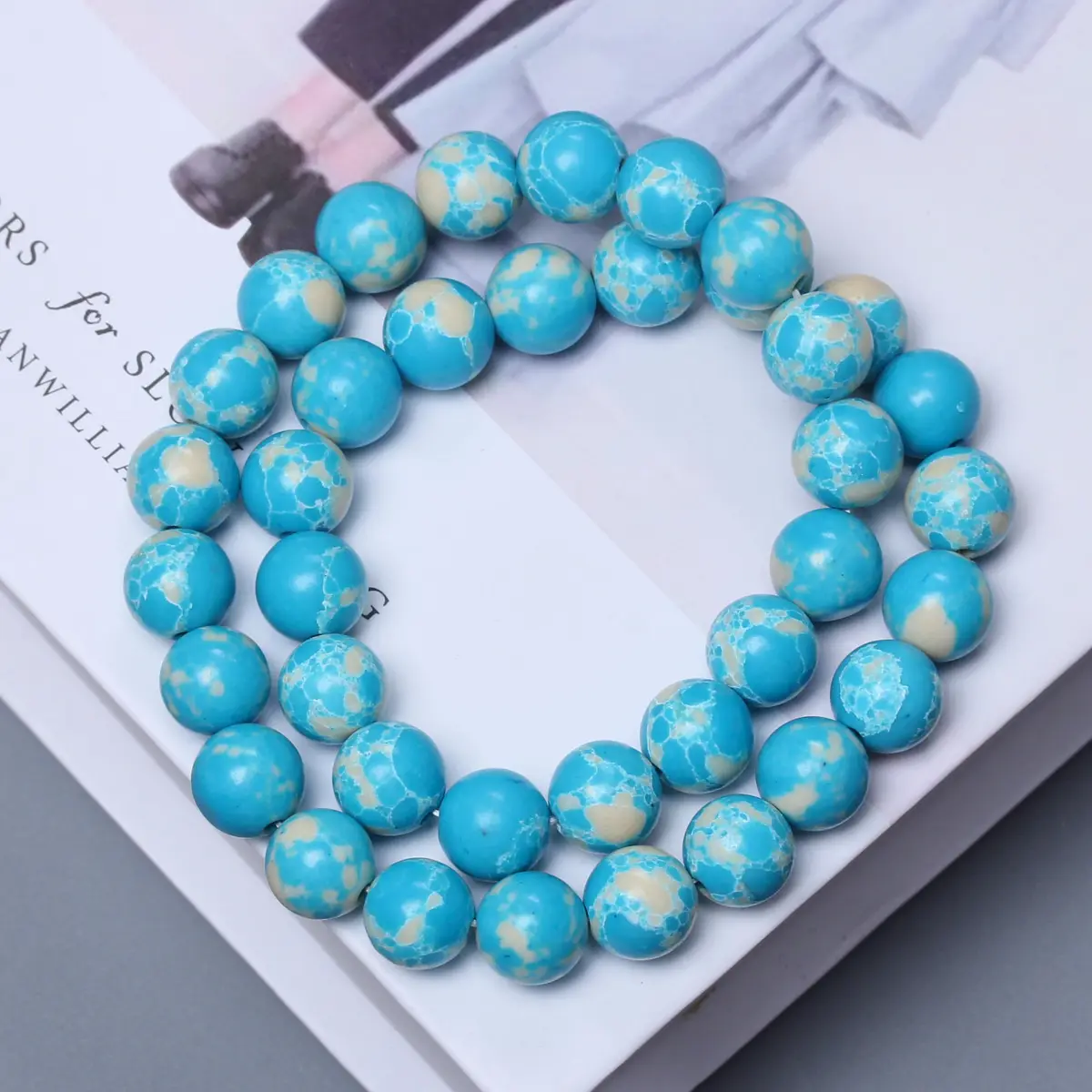 4/6/8/10mm High-quality Sky Blue Natural Stone Emperor Stone Round Beads DIY Bracelet Necklace Handmade Beading Material