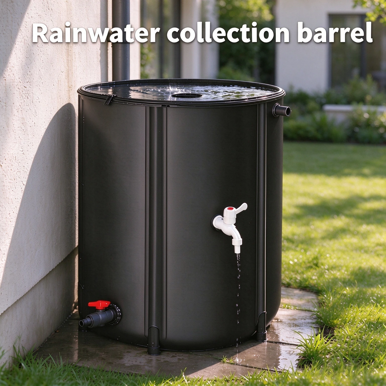 Collapsible PVC Rain Water Collection Barrel Thickened Foldable Water Storage Tank with Spigot for Garden Irrigation