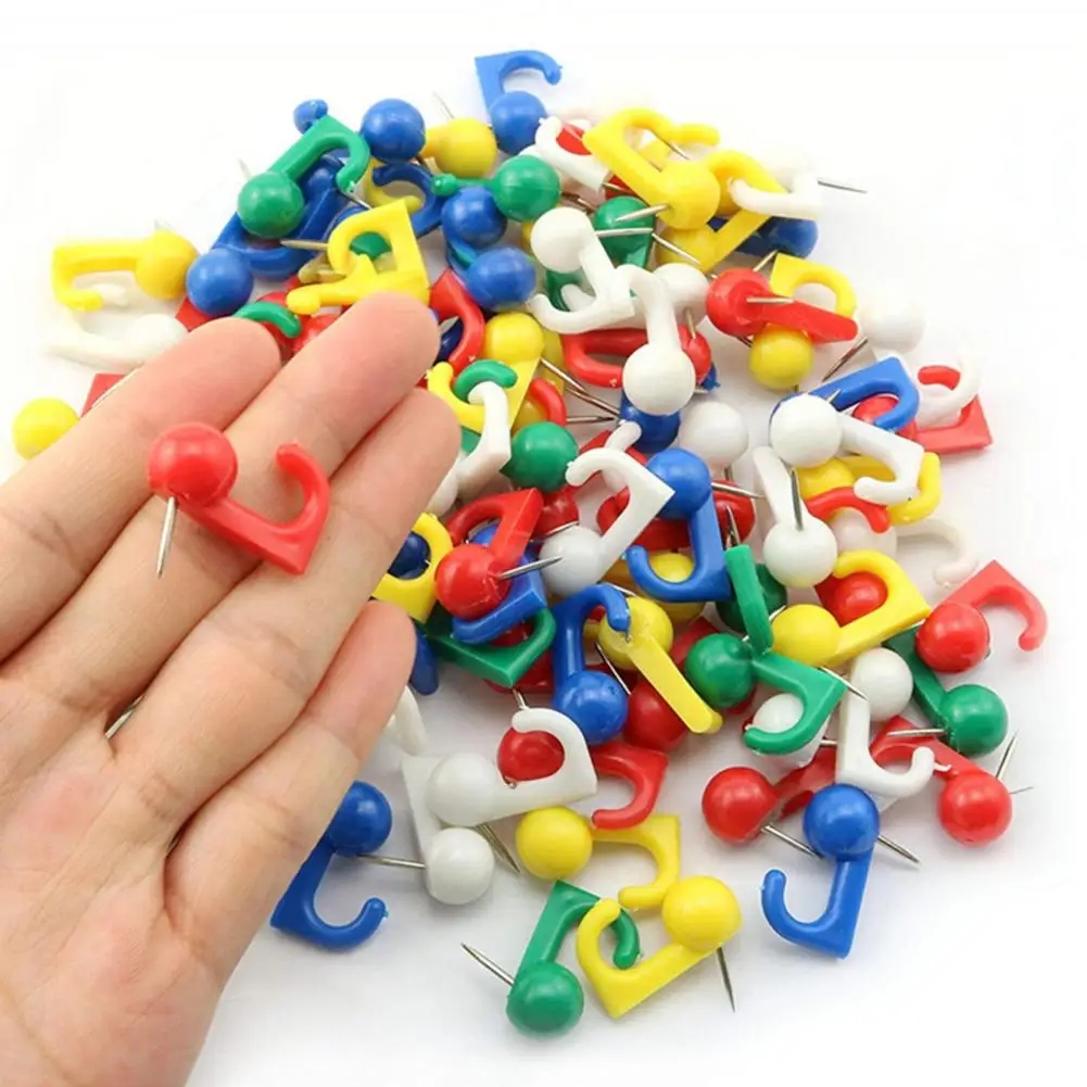 ผ้าม่านพลาสติกแหวนตกแต่ง Push Pin Hooks สําหรับ Cork Bulletin Board ตะขอพลาสติกสําหรับยุงตาข่ายตะขอสําหรับ Home Office