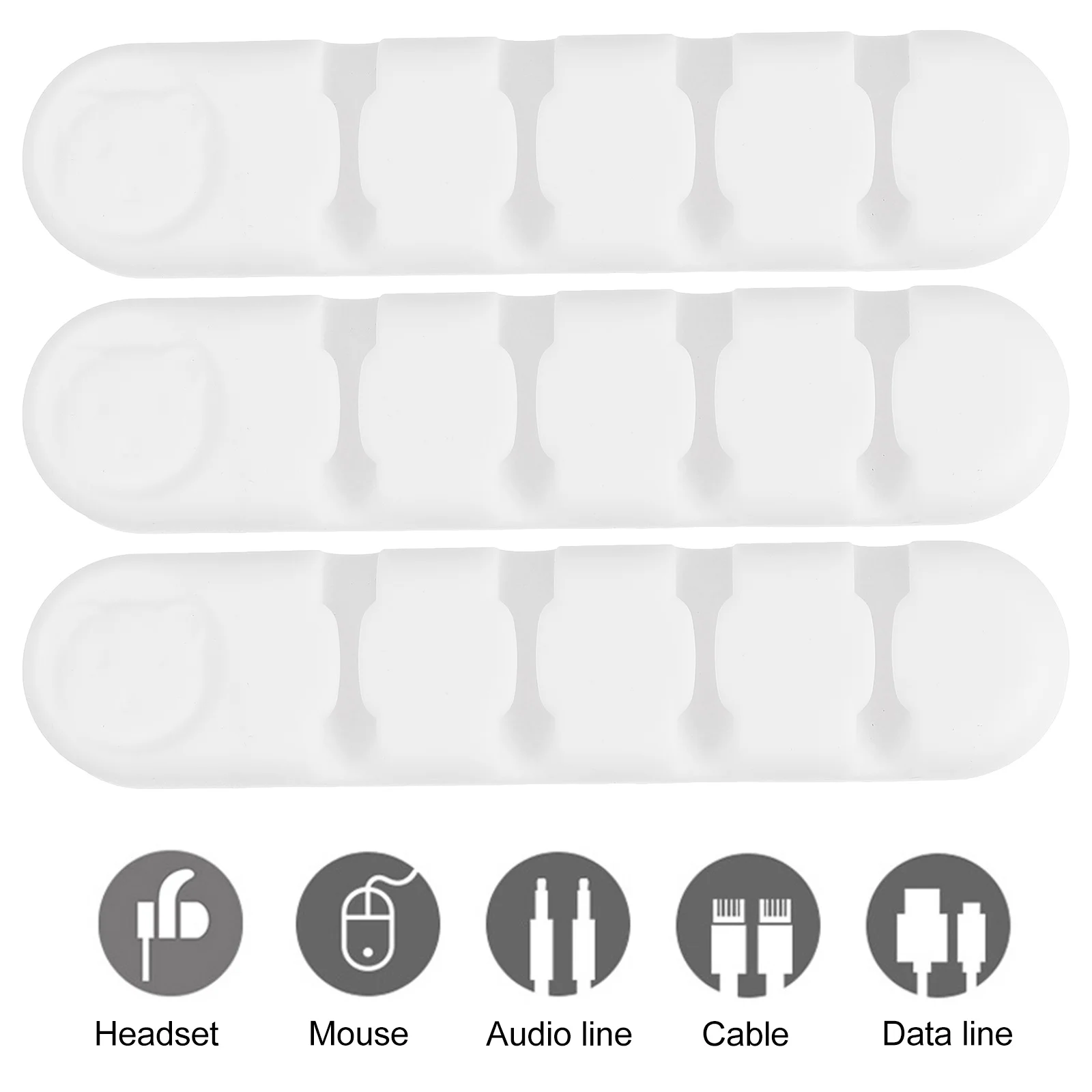 3 قطعة منظمات الكابلات مقاطع السيليكون المرنة سطح المكتب سلك تحديد حامل خط البيانات ذاتية اللصق منظم كابل البيانات