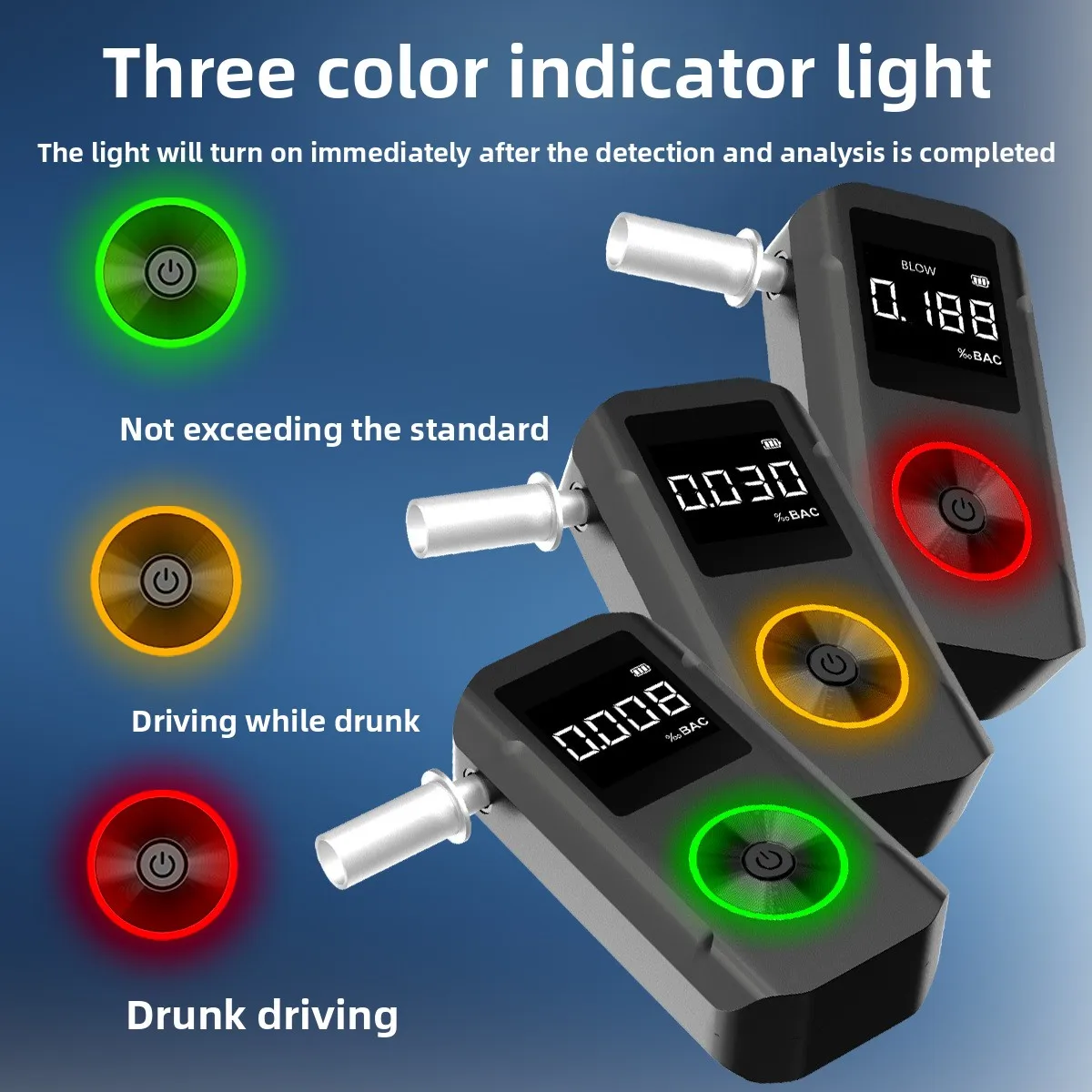 New High-Precision Alcohol Testing Device Large Screen Illuminated Indicator for Home Personal Use for Detecting Intoxication