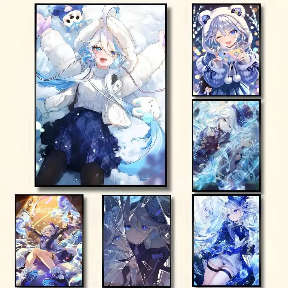 Anime Game Genshin Impact Furina Posters High Quality Self-adhesive Wall Art Decorations Color Prints