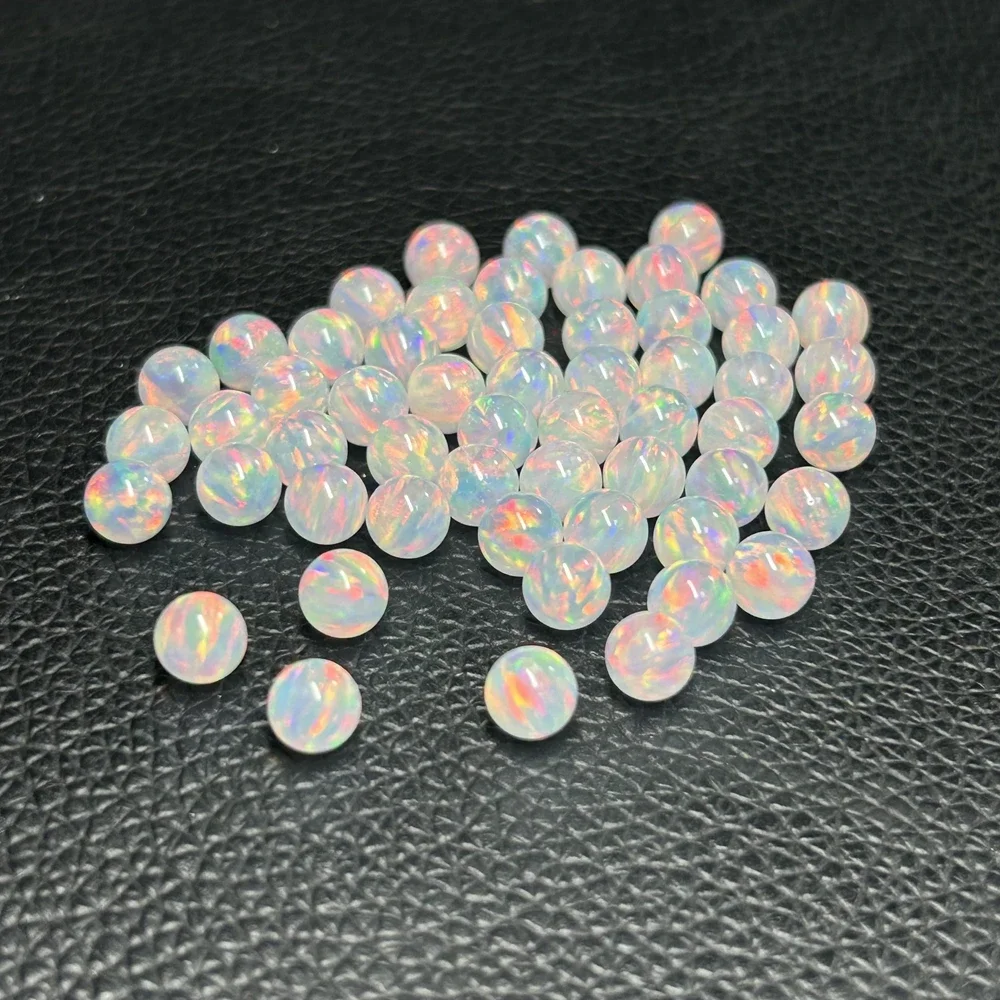 Lab Creat Opal Half transparent White Fire Synthetic Round Beads With 1.1mm Hole for Bracelet Making