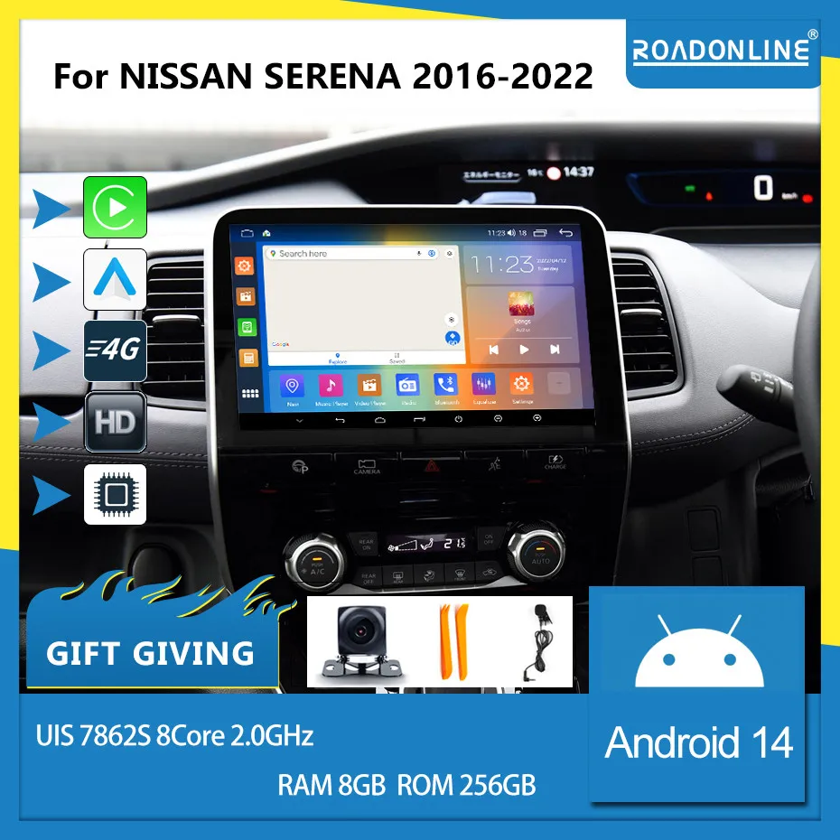 

For nissan Serena 2016-2022 11.5inch 2000*1200Resolution UIS 7862S Octa-core 8+256gb Car Navigation CarPlay Car Radio Multimedia