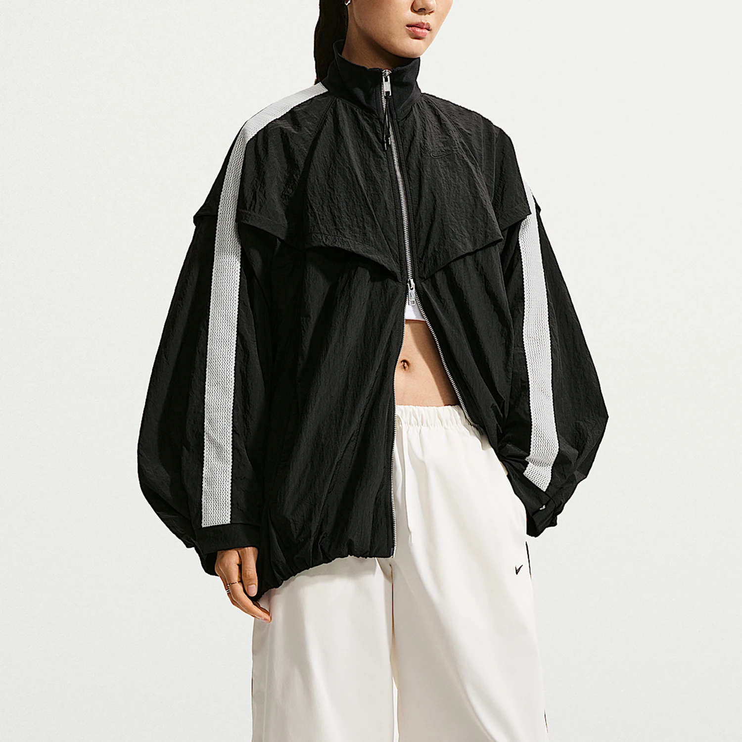 Nike genuine women's fashionable classic windproof zipper stand up collar sports jacket IM8166-010