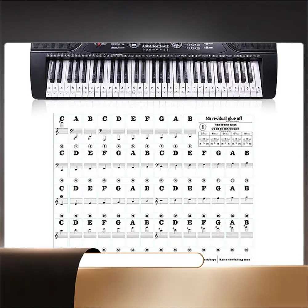 88 Keys 61 Keys 54 Keys Transparent Piano Keyboard Stickers Electronic Keyboards Stickers Tabs Musical Notes Key Stickers-N35R