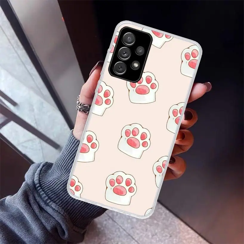 Cat Dog paw design Phone Case For Samsung Galaxy A17 A57 A37 A16 A26 A36 A56 A15 A25 A35 A55 A14 A13 A54 A53 A34 A24 A33 A23 Gal