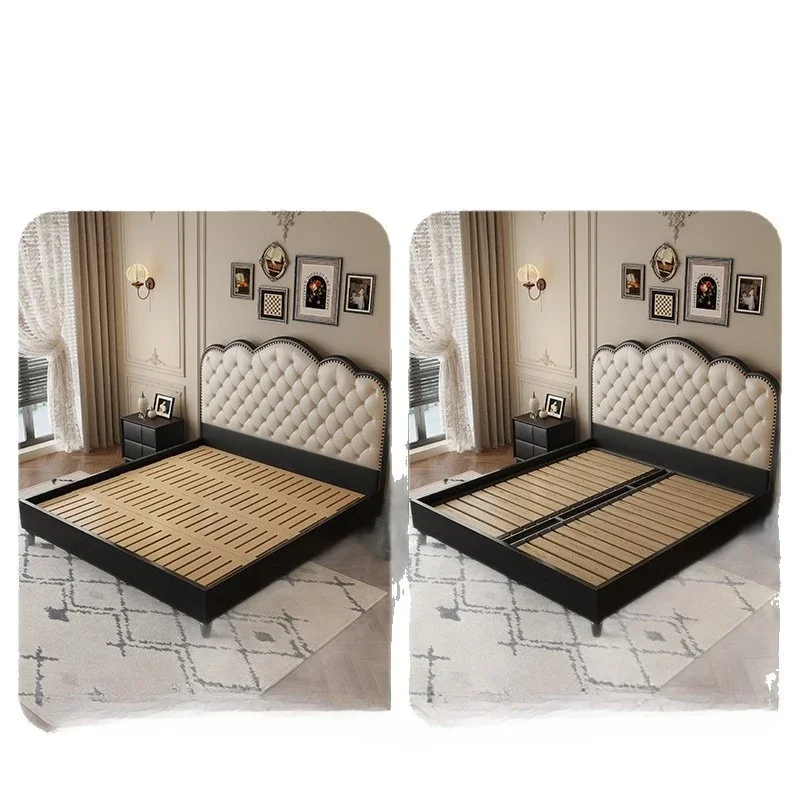 

French retro solid wood leather American light luxury high-end atmosphere antique master bedroom big bed