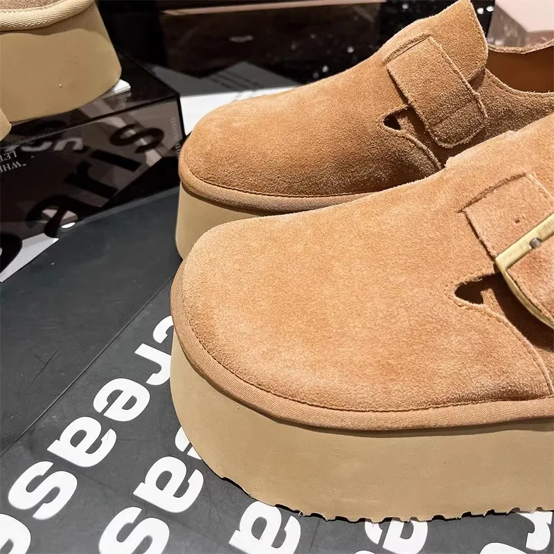 Autumn Women Round Toe Clogs Platform Flats Suede Loafers Trend Brand Designer Casual Sneakers Hot Sale Classic Zapatillas Mujer image 6