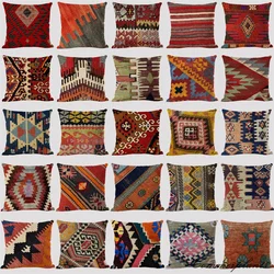 45x45cm Patterns Linen Cushions Case Multicolors Abstract Ethnic Geometry Print Decorative Pillows Case Living Room Sofa Pillow