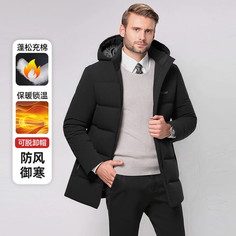 

New Mens Fashion Fleece Hooded Winter Cotton-Padded Jackets Windproof Warm Coat Youth Streetwear Loose Thicken Parkas Clothing