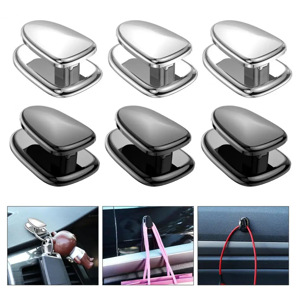 Polished Plating Car Hooks Car Hook Hangers Securely Hold Usbs Cables with Punch-free Adhesive Set of 2/3/4 Sturdy for Vehicle