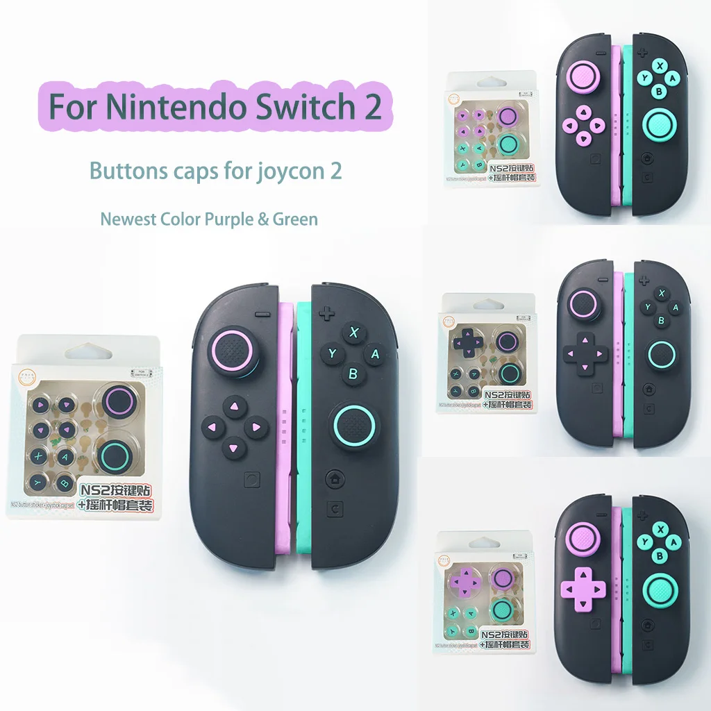 Capa de Silicone Macio para Botões D-pad e ABXY do Joy-con2 NS2, Adesivo para Joystick e Capa Protetora para Thumb Stick do Nintendo Switch 2
