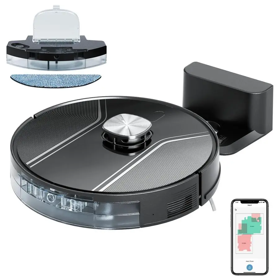 Vacuum and Mop Combo, 5000Pa Suction LiDAR Navigation with APP amp Voice Control, AntiTangle Brush, MultiFloor Mapping, NoGo Zon