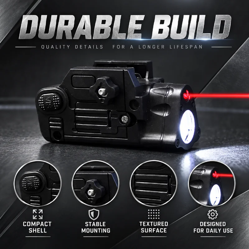 Durable Mini Rail Flashlight White Illumination Red Laser Compact Shell Hobby Model Modification Lighting Accessory