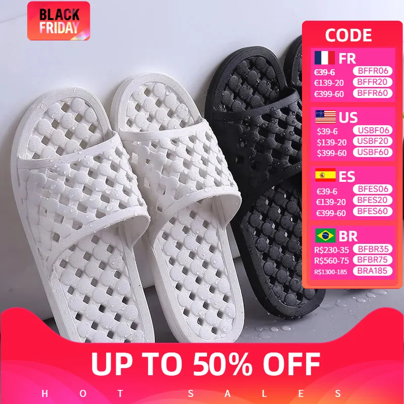 

Men's Bathroom Non-slip Flip Flops Bath Slippers Indoor Home Summer Soft Comfortable Couple Family Flat Shoes Hotel Sandals