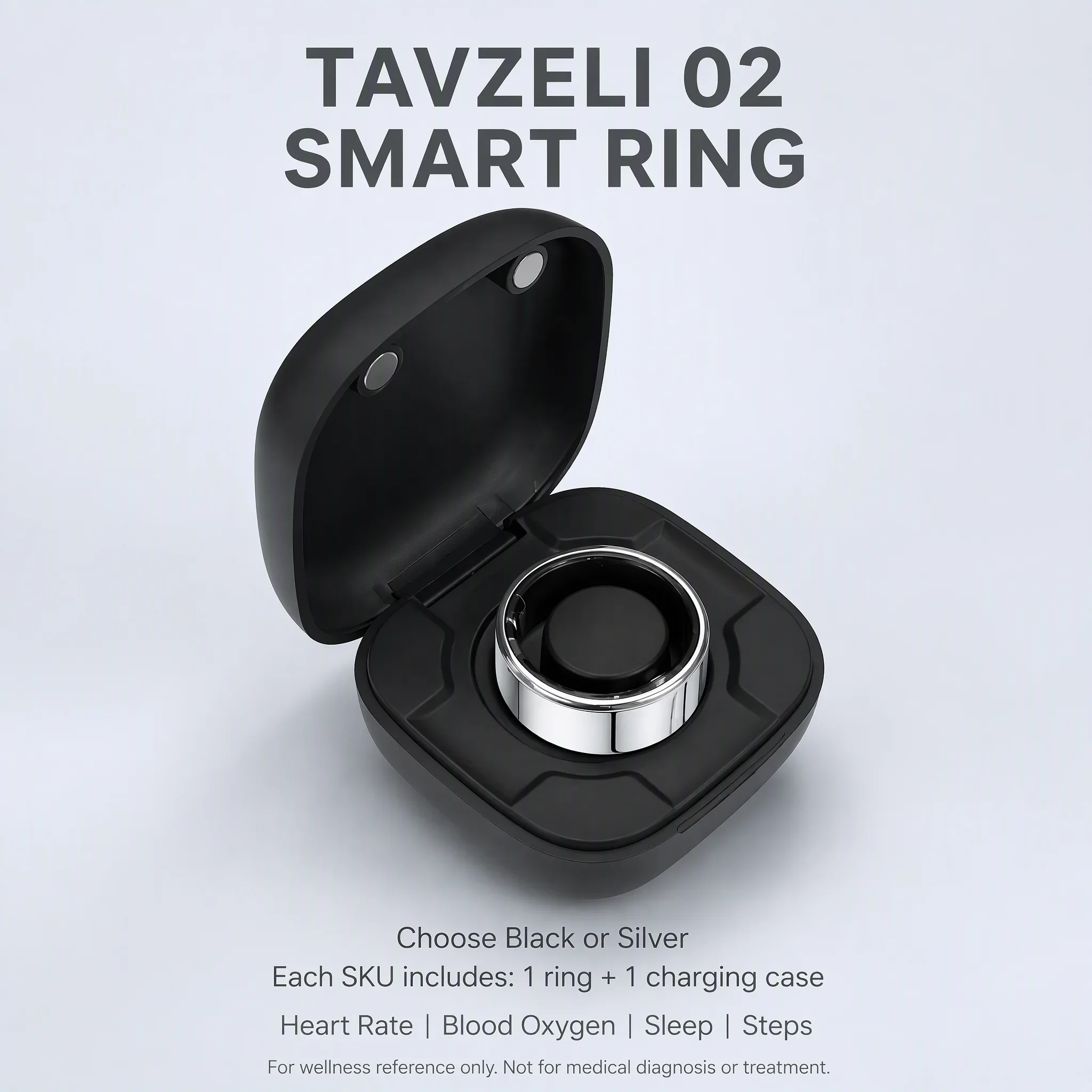 tavzeli-02-スマートリング（充電ケース付き）、心拍数、血中酸素濃度、睡眠、歩数、カロリーを計測、ip68防水、マルチスポーツモード対応。