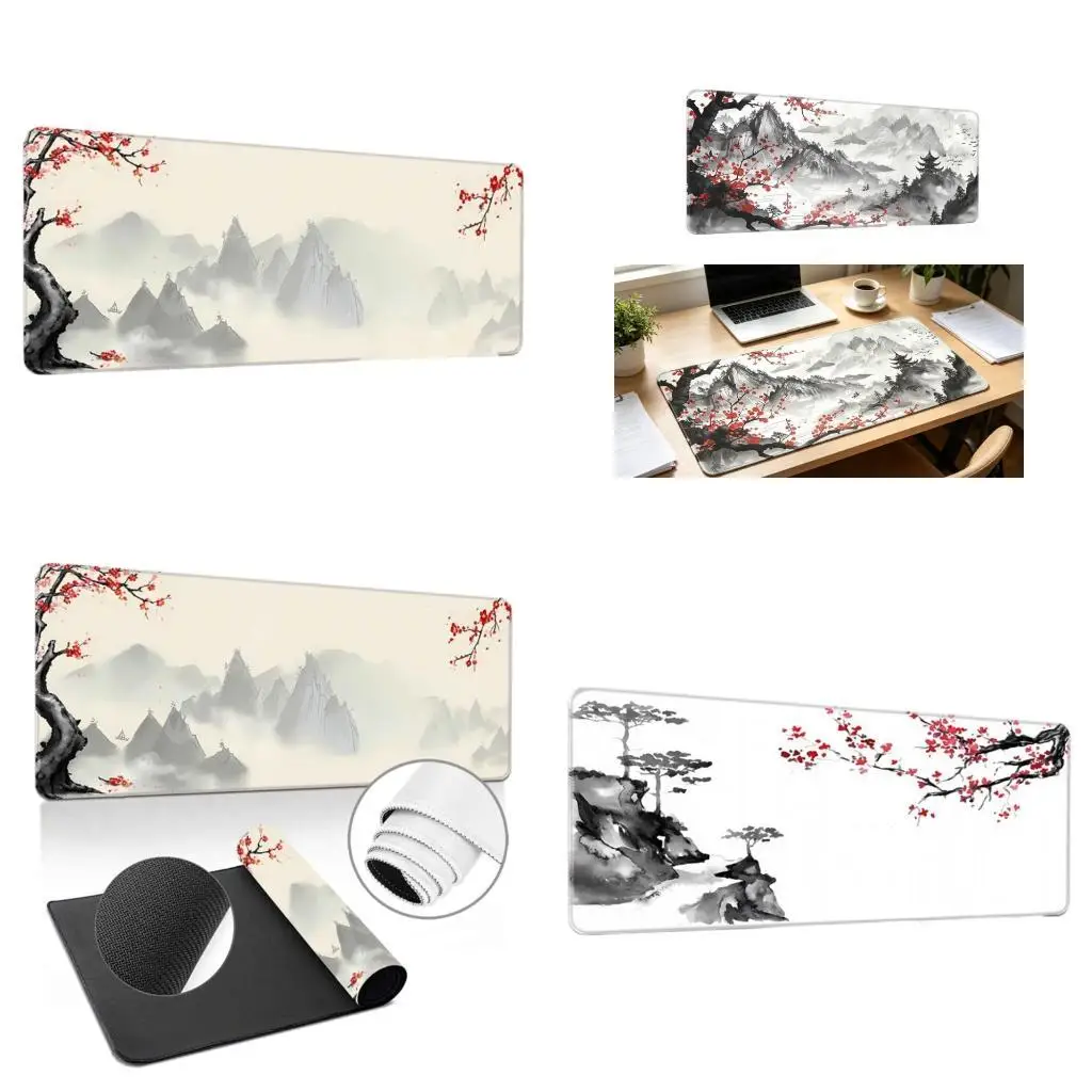 Rubber Desk Pad Mouse Pad with Landscape Print for Workstations  D2RC