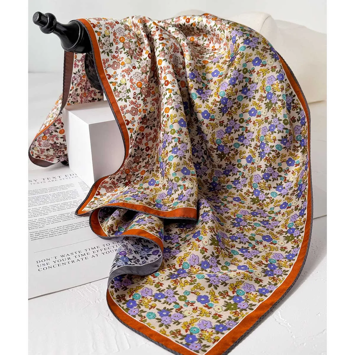 

14mm 100% Natural Twill Silk Scarf for Women 65cm Neck Tie Double side Female Foulard Shawl Square Hijab Bandana schals Scarves
