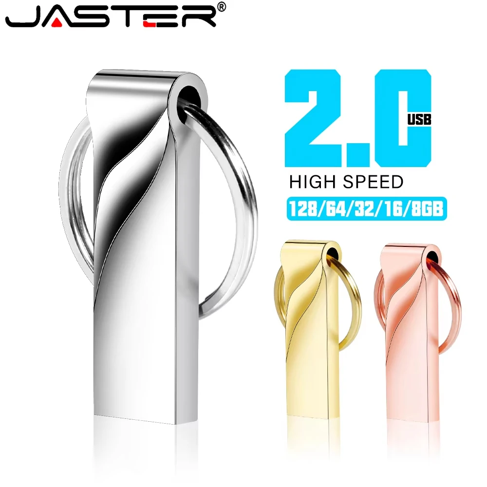 

JASTER Metal Pen Drive 128GB Key Ring USB 2.0 Flash Drive Creative Gift 64GB 32GB For Memory Stick 16GB High Speed USB stick 8GB