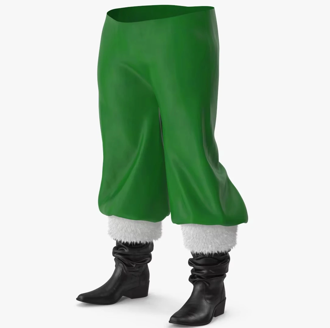 2026 Unisex Black Leather Santa Boots Decorated With White Furry Edge Halloween Christmas Holiday Cosplay Party Costume Footwear