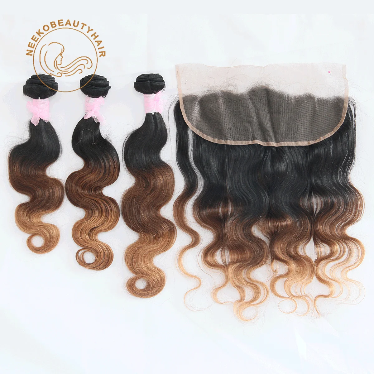 

1B 4 27 Пучок человеческих волос Ombre Медовый блонд с кружевом спереди Body Wave Remy Пепельно-русые каштановые волосы 3 пучка с застежкой