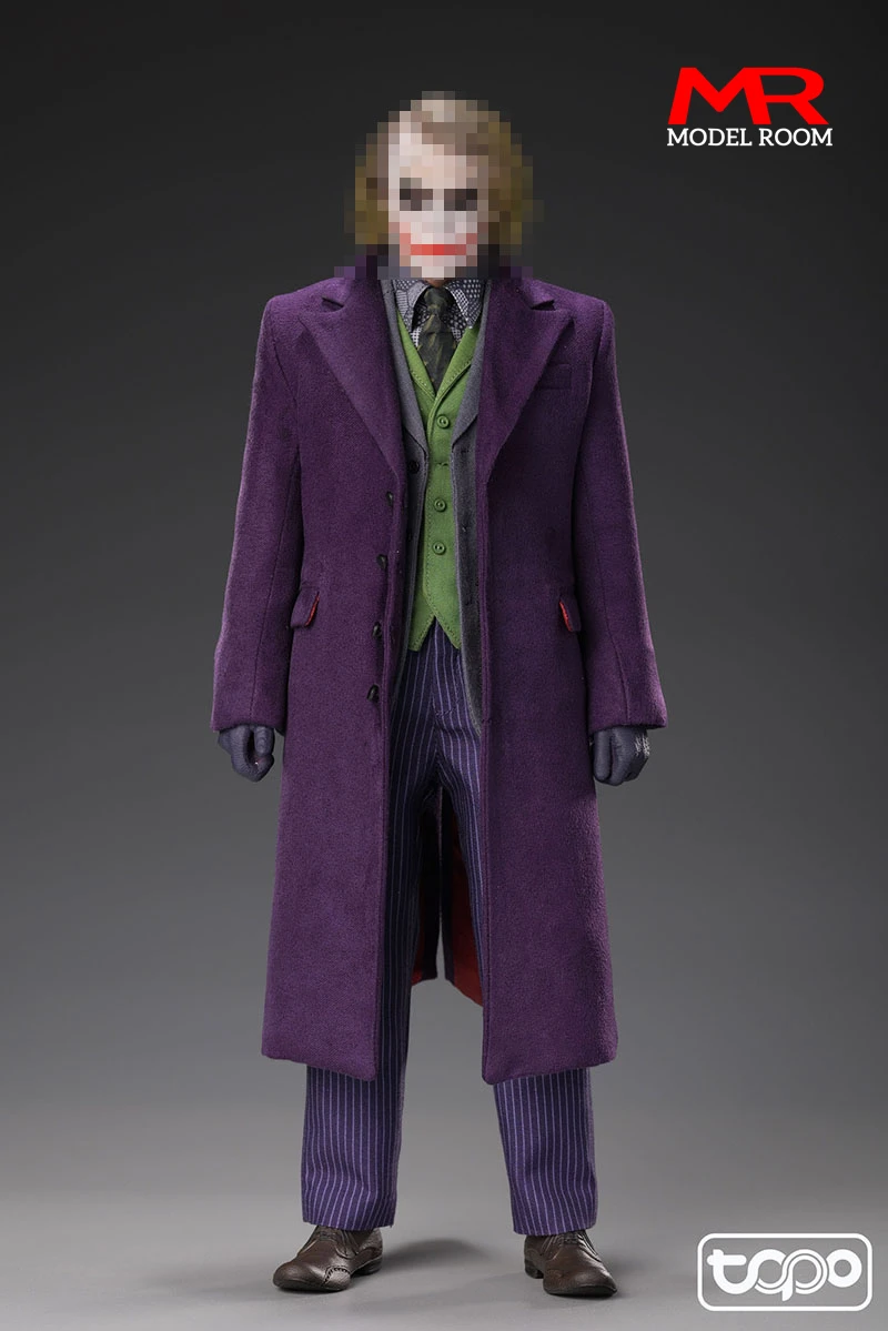 TOPO TP007 1/6 Scale Heath Ledger Purple Topcoat Costume Set Fit 12'' Male Soldier Action Figure Body Dolls