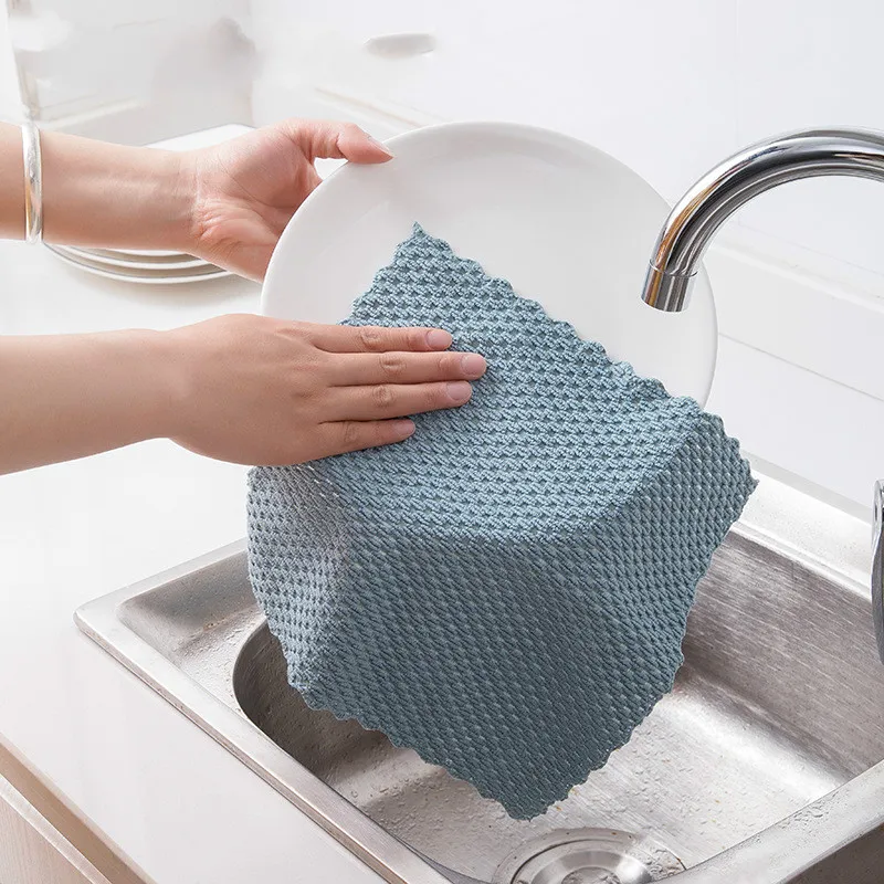 Kitchen Anti-grease wipping rags efficient Super Absorbent Microfiber Cleaning Cloth home washing dish kitchen Cleaning towel