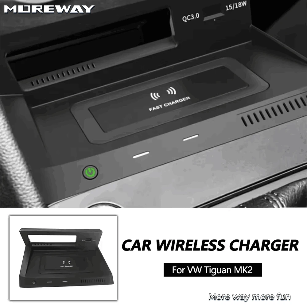 

Moreway 15W Wireless Charger For Volkswagen Tiguan MK2 2017-2022 Mobile Charging Fast Charge Phone Holder Accessories interior