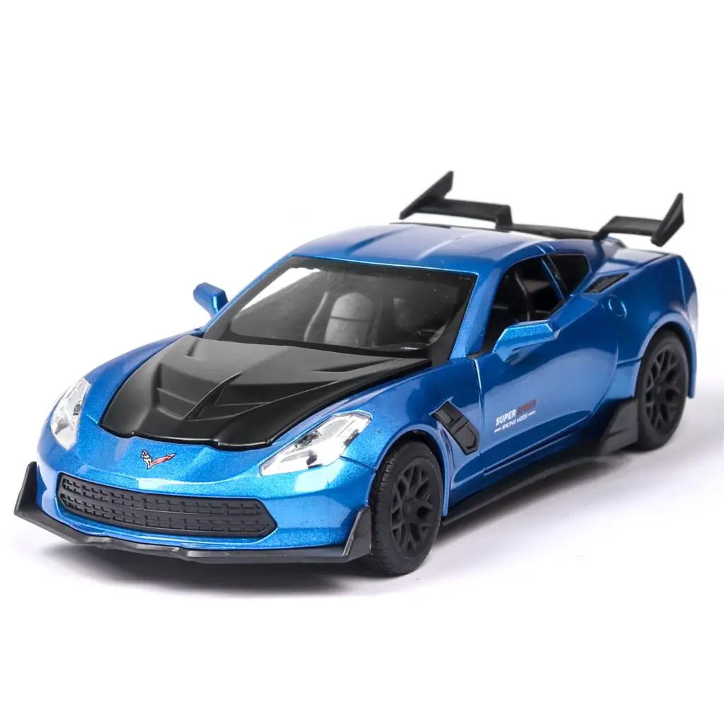 

1:32 High Simulation Corvette With Sound And Light Pull Back Alloy Toy Car Model Kids Toys Boys Car Metal Model Rc Car