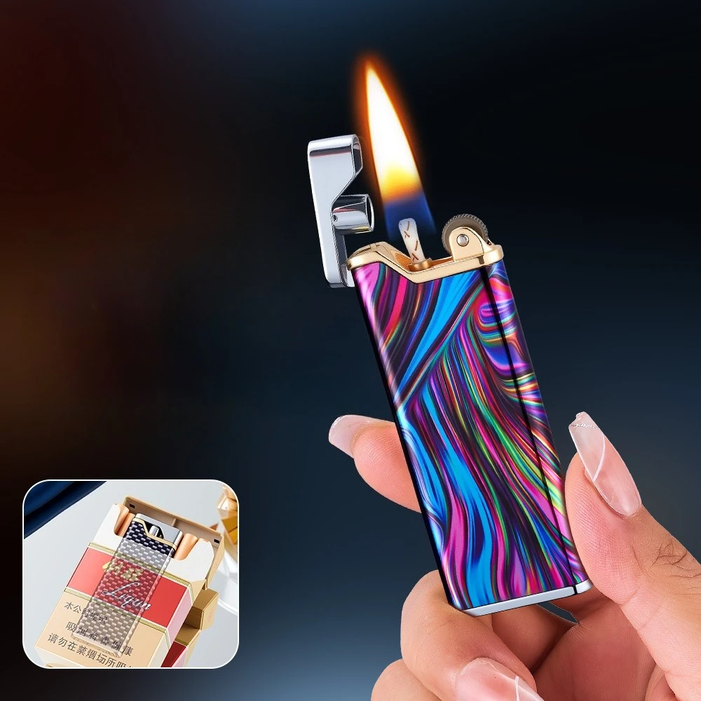 New Creative Pattern Ultra-thin Grinding Wheel Kerosine Lighter, Light, Portable, Durable and Good-looking Lighter
