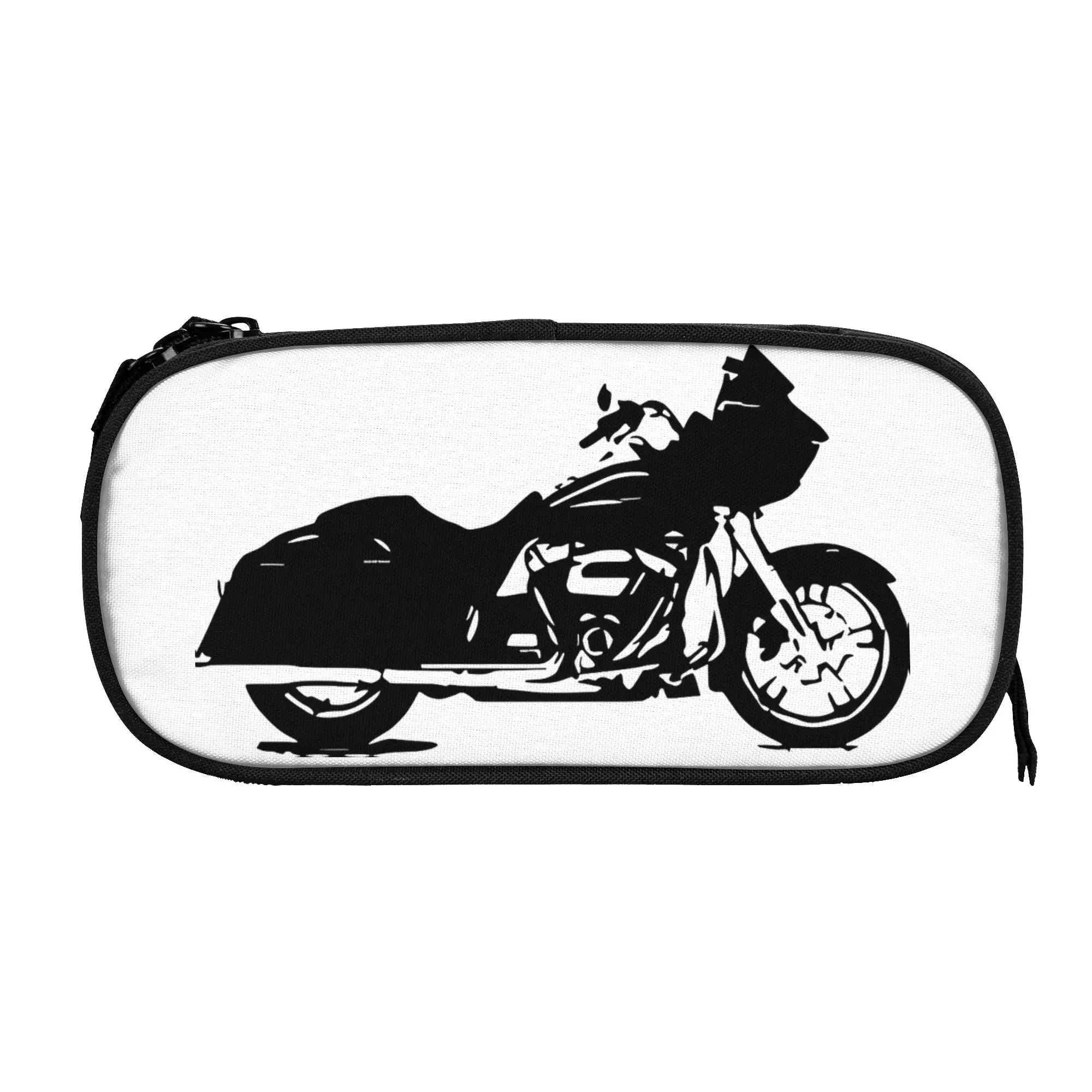 

1 piece Lightweight White And Black Pencil Case Teen Pen Bag Motorcycle Line Art School Pencil Pouch