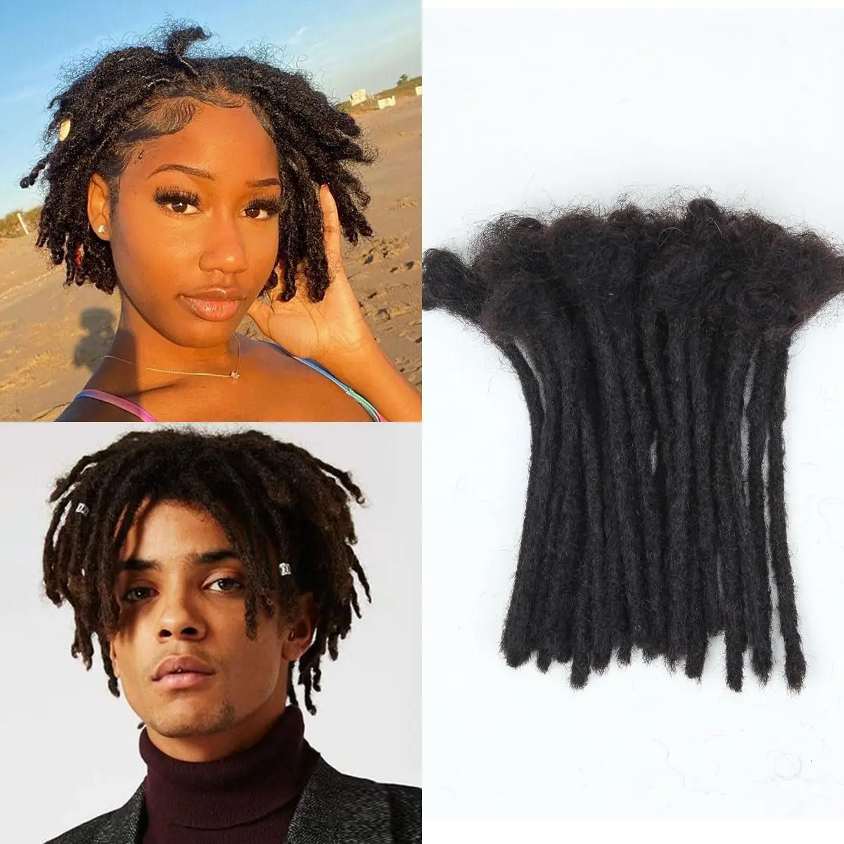 LOC-Extension de Cheveux Humains Naturels Noirs, Dreadlock en Continu, Fait à la Main, 100% Complètement, Peut Être Teint et Bouclé, Wiltshire, 6 Pouces, 30 Mèches