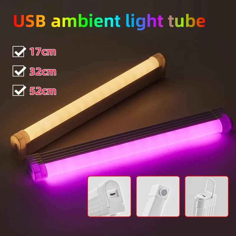 

Colorful Tube Light RGB Light 30W/50W USB Light Night Light purple Blue Light Stick Room LampHandheld Hanging Fill Light Photo