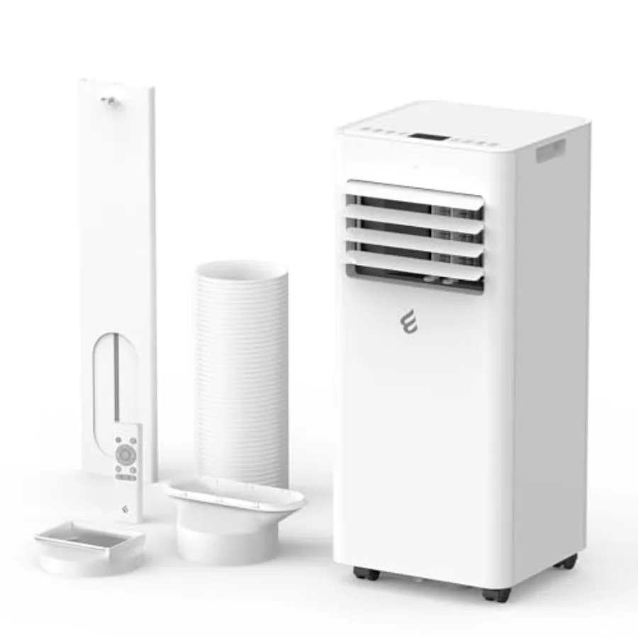 Portable air conditioner for bedroom use, aluminum housing, white color, 10, 000 BTU cooling capacity with 3-in-1 functionality