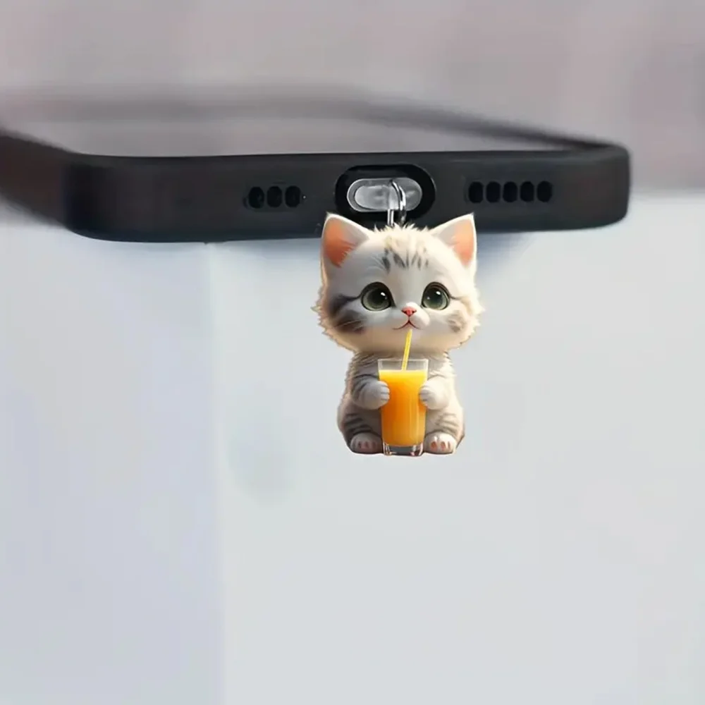 Cat Pendant Lightweight Dust Plug Cellphone Accessory Oval Port Cover For Charging Port Fashion Accessory Personalization