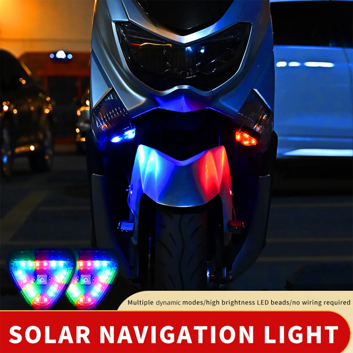 1/2 PCS Motorcycle LED Tail Light Solar Power Strobe Warning Light USB Colorful 6 Modes Strobe Signal Lamp For Car UTV ATV JEEP