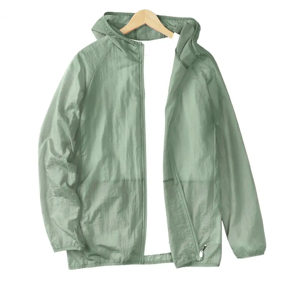 ملابس الحماية من الشمس بلون سادة رفيعة للغاية قابلة للتنفس ومضادة للأشعة فوق البنفسجية سترة صيفية رياضية خارجية لصيد الأسماك معطف بقلنسوة ملابس للرجال