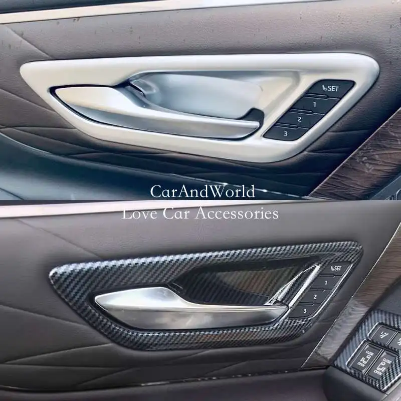 

Interior Door Bowl Handle Frame Cover Trims Carbon Fiber ​Car Garnish Accessories For Toyota Alphard Vellfire 2023-2025