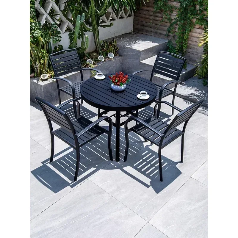 outdoor tables and chairs courtyard plastic wood garden villa open-air balcony waterproof