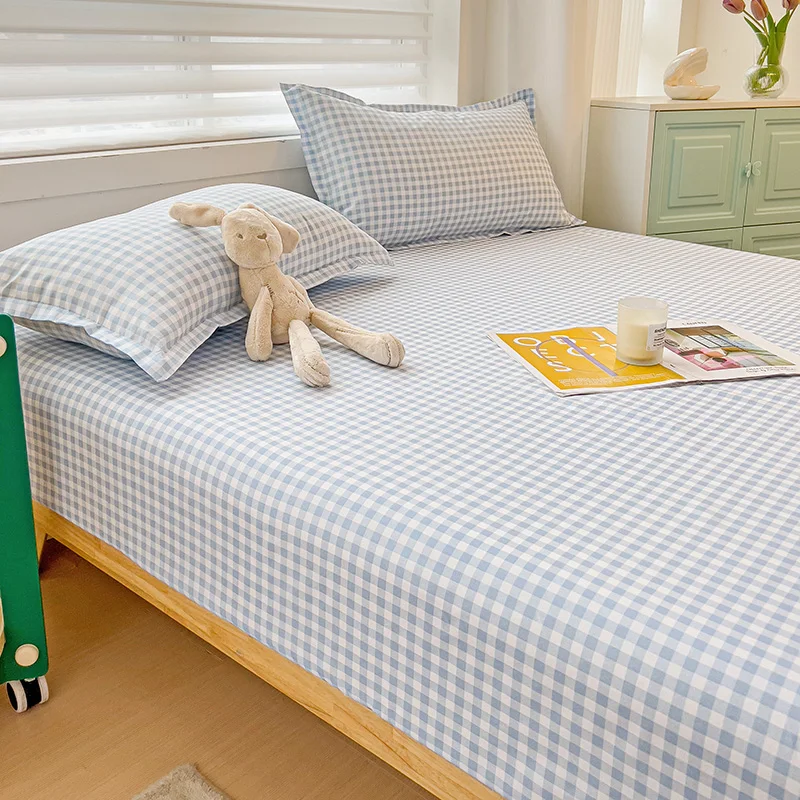 

Plaid Pattern Bed Sheets Fitted Sheet Non Slip 침대패드 Bedspread With Elastic Band Mattress Cover (no Pillowcase) Double Bed Sheets