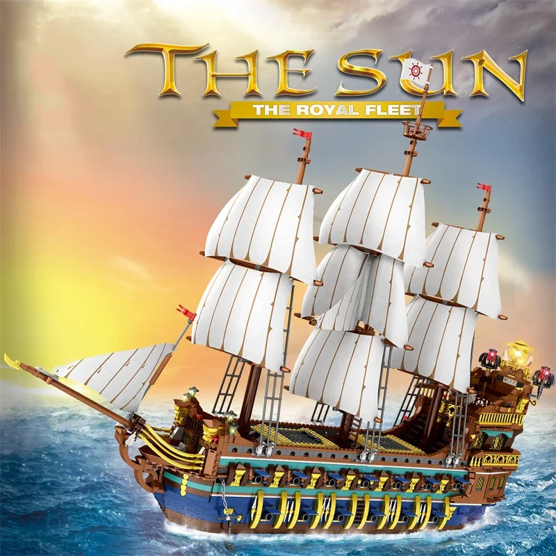 2830PCS Royal Sunshine Sailing Ship Building Blocks Sun Pirate Boat Assembly Model Bricks Education Toys For Kids Holiday Gifts