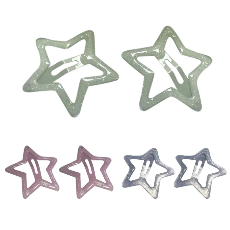 Glitter Star Hair Clip Sweet Hollowed Star Hair Clips Hair Clamps Barrettes