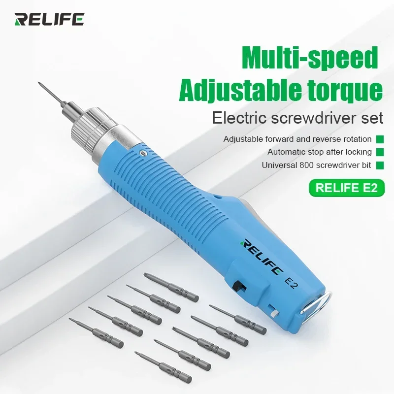 RELIFE E2 Torque Electric Screwdriver Set Multi-speed Adjustable Torque ,Adjustable Forward and Reverse Rotation Repair Tools