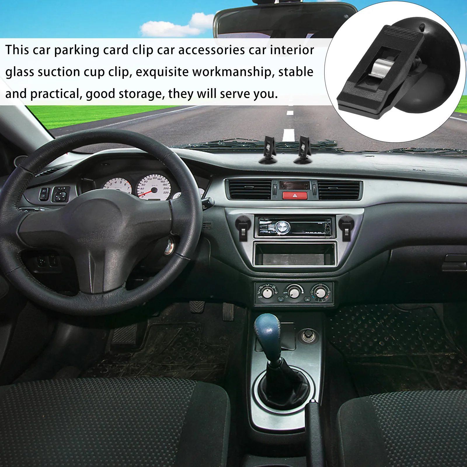 4Pcs Car Suction Cup Clamp Ticket Cards Storage Clip Mounts on Window Extra Space Stylish Safe Wear Resistant